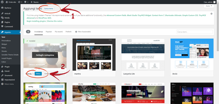 Wordpress Carica Tema